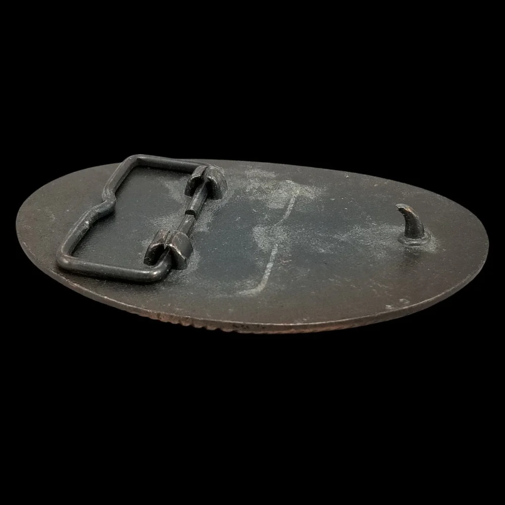 Oval Western Rope Scroll Center Blank Belt Buckle Vintage Metal‎ Copper Color